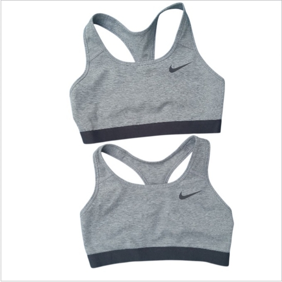Nike Dri-fit Sports Bra Gray Black Size Medium Set of 2 - Picture 1 of 6